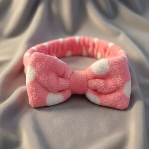 Pink Polka Dot Bow Headband